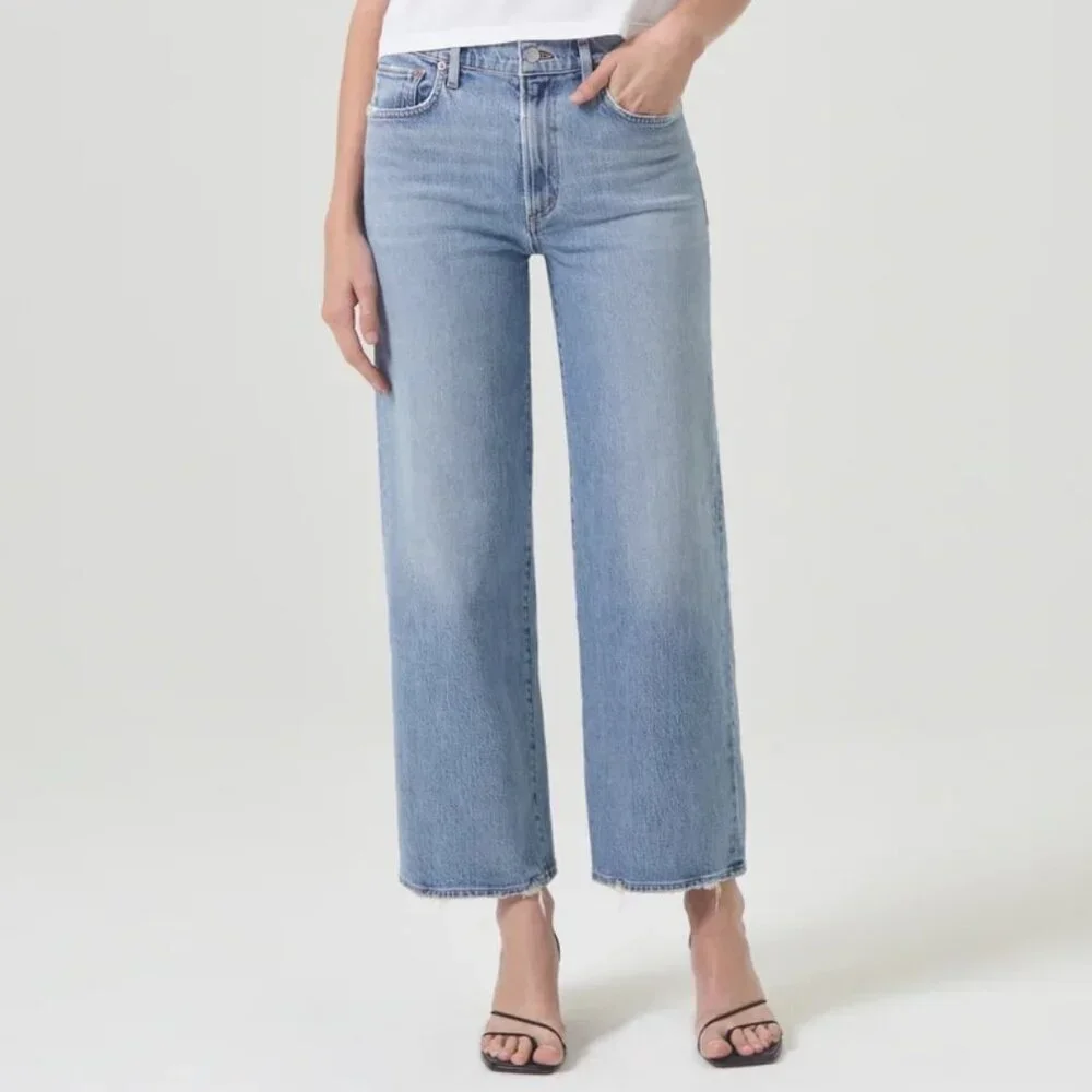 Agolde Harper Wide Leg Crop Jean in Hassle Women's 31 (34 x 27)